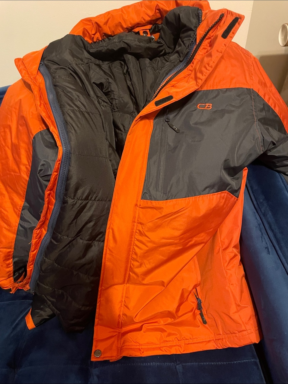 CB Orange & Gray Men's Ski Jacket with Insulated Lining